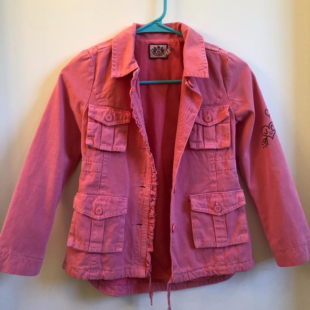 Juicy Couture girls pink denim jacket. Size 8